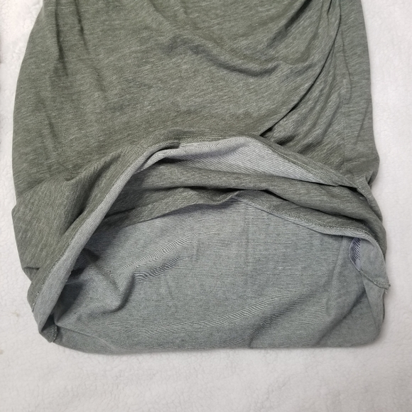 Leith Womens Long Sleeve Fitted Bodycon Med Ruched Dress Assymetrical Hem Green - Picture 11 of 12